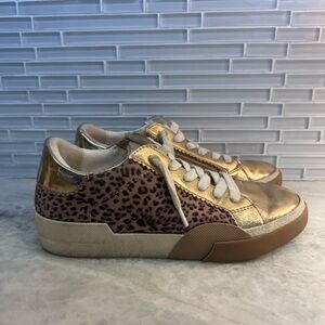 Dolce Vita Gold and Leopard Kids Sneakers size 3